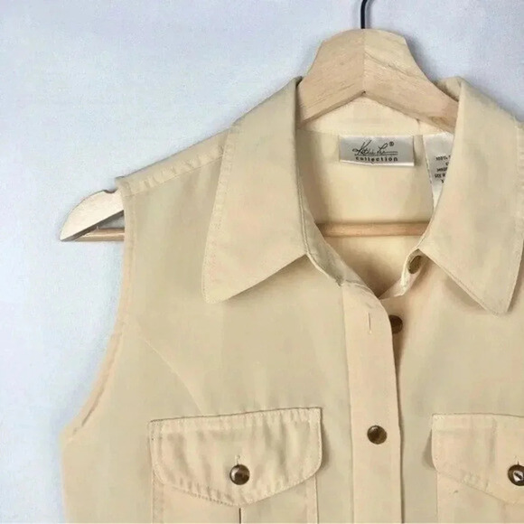 Vintage Kathie Lee Yellow Button Down Tank Top S - Picture 3 of 5